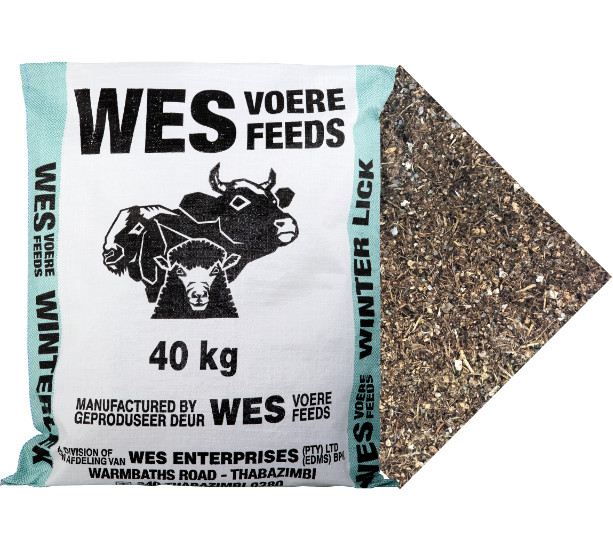 40kg bag of Wes Feeds Winter Lick against a white background.